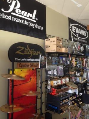 Zildjian Cymbals, Evans Heads and many percussion accessories are all available!