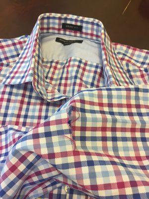 Huge rip on men's shirt sleeves - never happened at other cleaners. Owner accused a customer instead of trying to help - never again!!