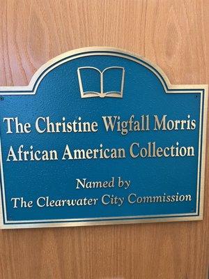 African American collections dedication to the area's pioneering African American librarian.