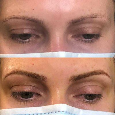 Combo brows, a mix of powder brows and microblading!