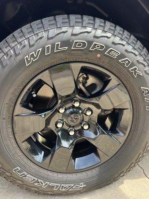 Powder coated wheels.