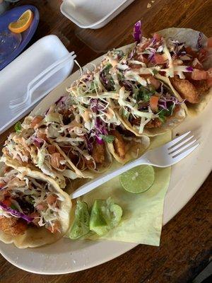 Camarón y pescado tacos