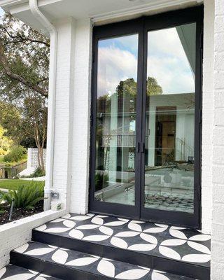 Glass and metal frame custom door