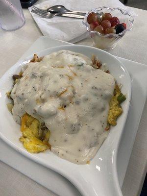 The Dutch maid skillet: right combination of breakfast items put together the with gravy.Very filling and delicious.