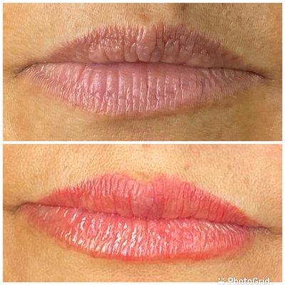 Lip blush permanent lip color before and after