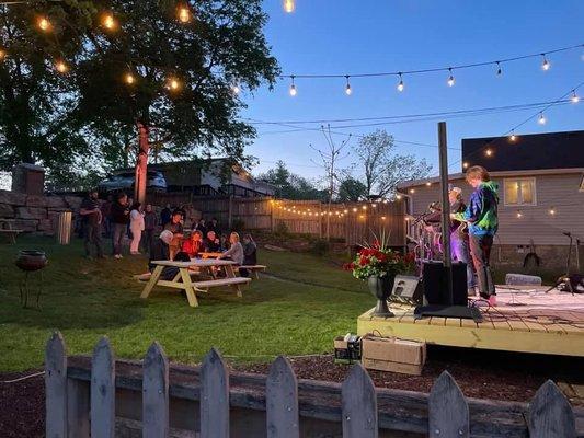 Fun on the backyard stage