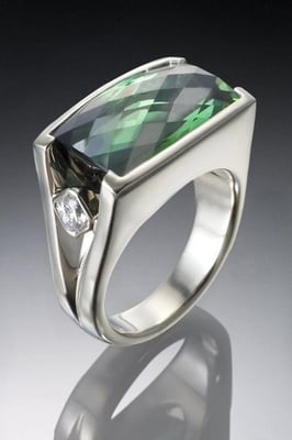 One of a kind Tourmaline and Diamond ring.