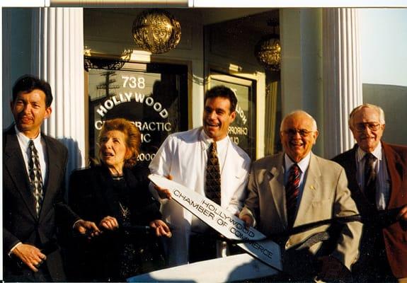 Dr Alex with his mom, Hollywood Mayors: Johhny Grant and Leron Gubler & Hollywood Chamber ,ribbon cutting ceremony