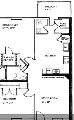 Garden Style Apartment Home | 2 Bed | 1.5 Bath | 972 sq ft