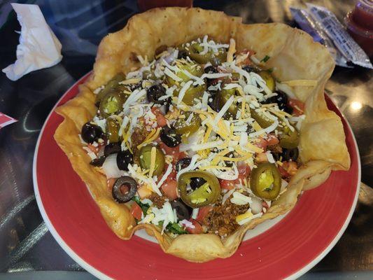 Taco salad is so tasty. Added jalapeños.