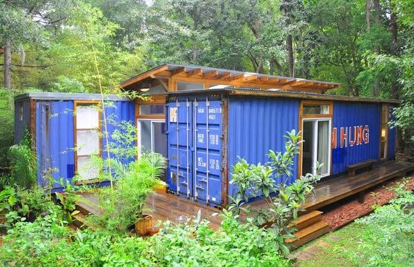 Exterior shot of a container home designed by Price Street Projects