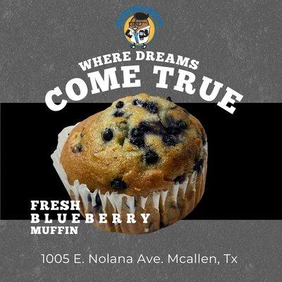 Delicious blueberry muffins available!