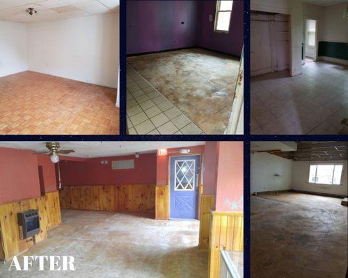 11 Unit condemned after photos. Carpet, tile, sinks, toilets and more all stripped and cleaned.