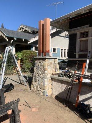 One set of posts for pergola.