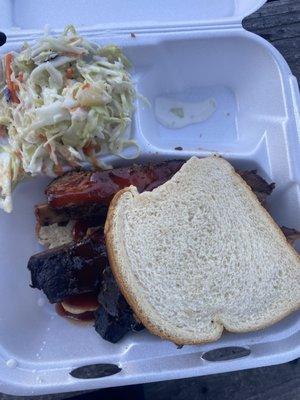 Rib sandwich- the ribs were amazing!