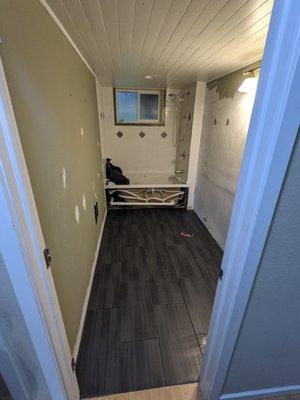 Before bathroom remodel (not completely before, floor tile is down)