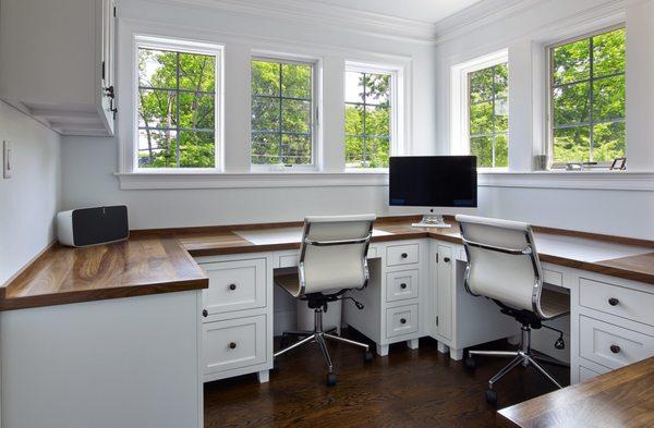 Wood & White Workstation Home Office (Wellesley, MA)