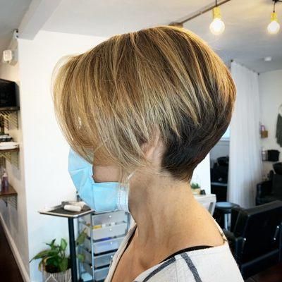 Short pixie haircut by Ashley Keenan.