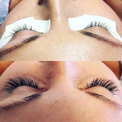 Natural full set of eyelash extensions