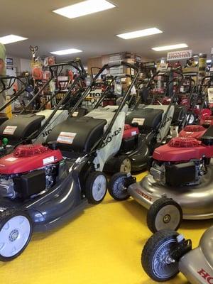 Honda Mowers in stock, for sale, out of the box and ready to cut grass.