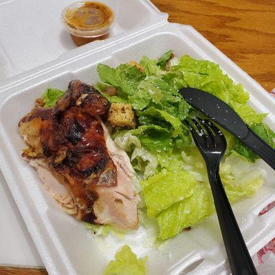 Chicken Caesar salad with honey mustard dressing