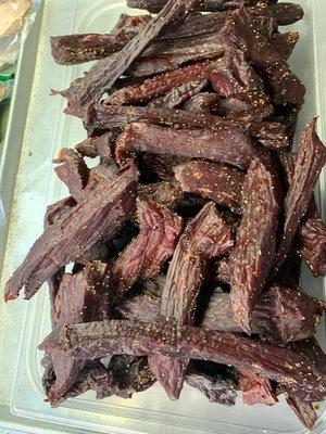 Cured and dried beef AKA Beef Jerky