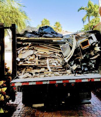 Full truck with some debris we removed from a house remodeling project we were working on