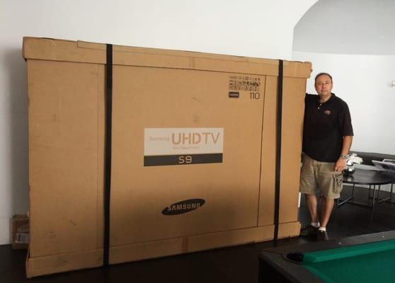 110" 4K LED, Box is taller than me and 500lbs.