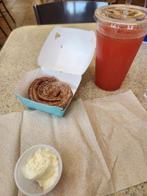 Churro swirl and their strawberry refresher.