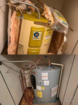 Water heater replacement-before/after