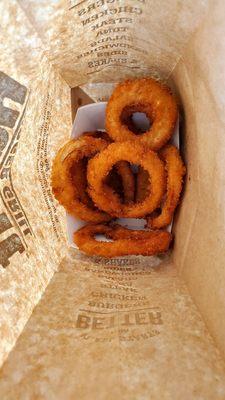 Onion rings. This order was $4.39. I'm kind of disappointed in the number of onion rings you get for that much money.