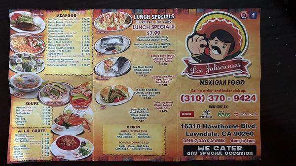 Take out menu as of 5/21/24