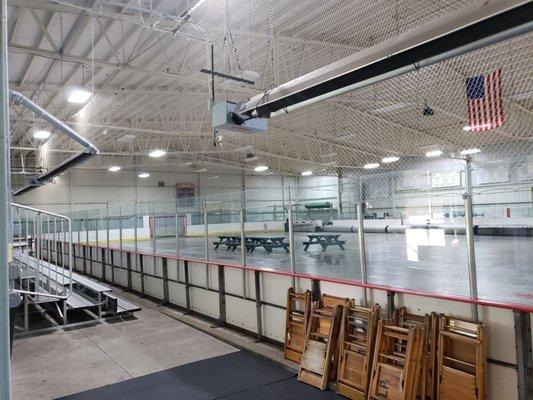 Empty ice rink during the summer