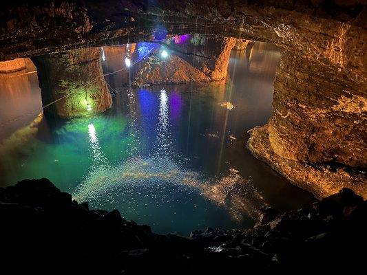 Waterfall view from 100 feet above the lake