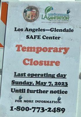 Temporary closure Posted 5/6/23