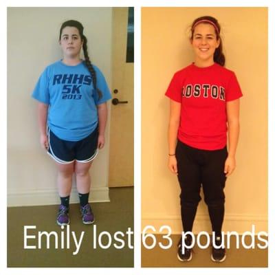 Emily stayed very consistent always showing up for her workouts and changing her eating habits.  She's really a great example!