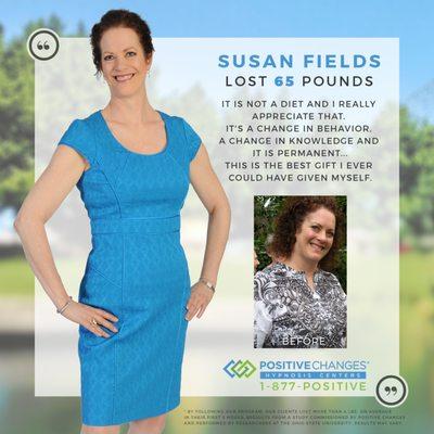 Susan lost 65 pounds with Positive Changes Hypnosis!