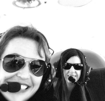 In flight, overcoming fears of flying in a very small plane over Pilot Mountain