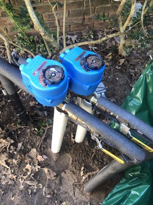 Leak detection system valve monitoring water flow. It will alert if there is a leak anywhere in the house.