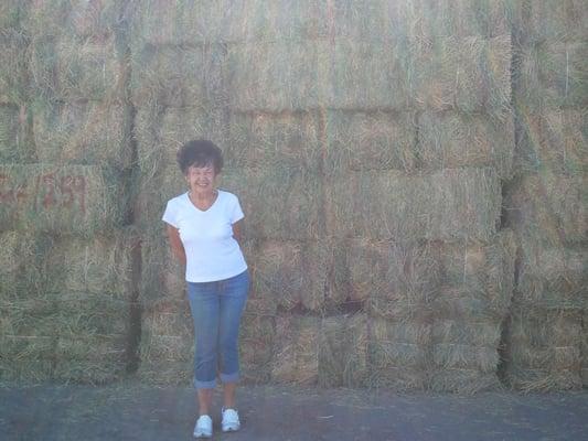 Suzanne Hinds purchasing high quality hay for Hinds River Ranch 2012.