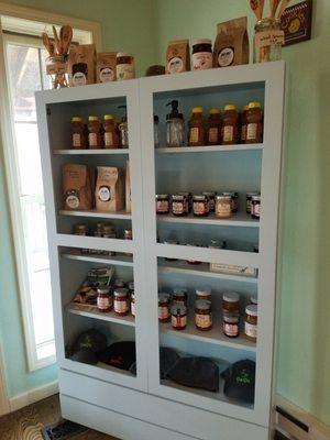 Jams, coffee, and other local goodies for sale