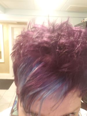 Violet / purple color and blue highlights