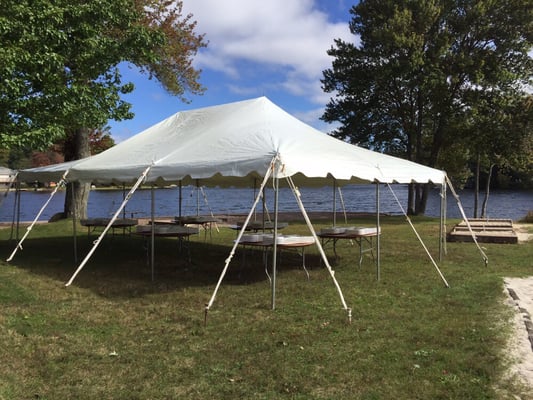 20x30 pole tent lakeside 48 guests