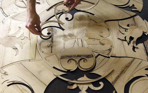 Luxurious handmade inlay floors available at Designtra.