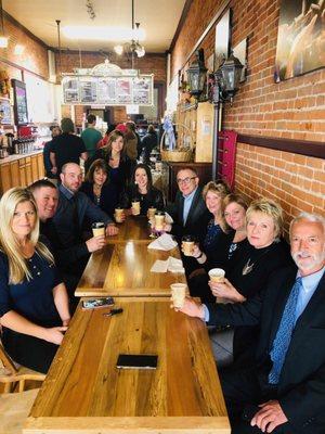 The group meeting for coffee in Old Town.