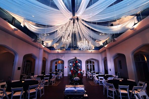 Star Design Ceiling Treatment w/Chandeliers and Beading - Beautiful!