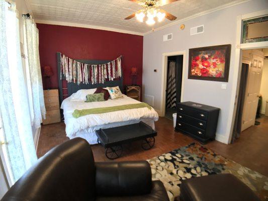 The Library Room includes a balcony and a fireplace