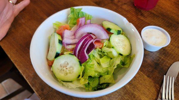 Small House Salad served with Lasagna