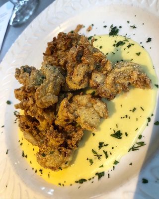 Corn crusted fried oysters