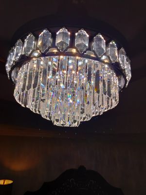 We do all lighting and fixtures and any electrical installations. Crystal lights, panels, and more.